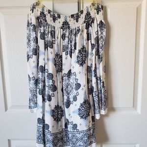 Ornate strapless bell sleeve dress size medium